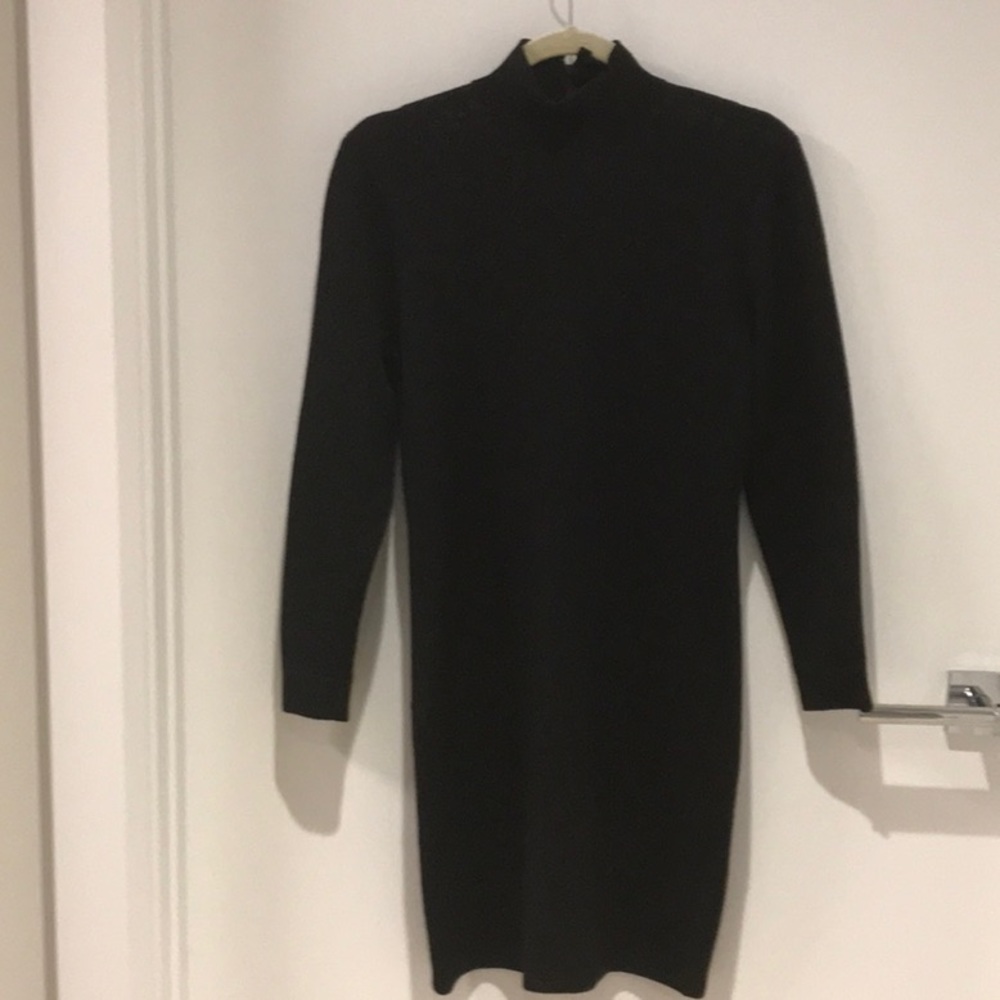 St. John Black Mock Neck, Long Sleeve Dress, size 4, Like New!